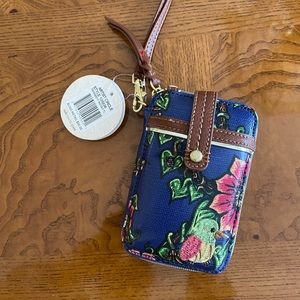 Blue Floral Wristlet